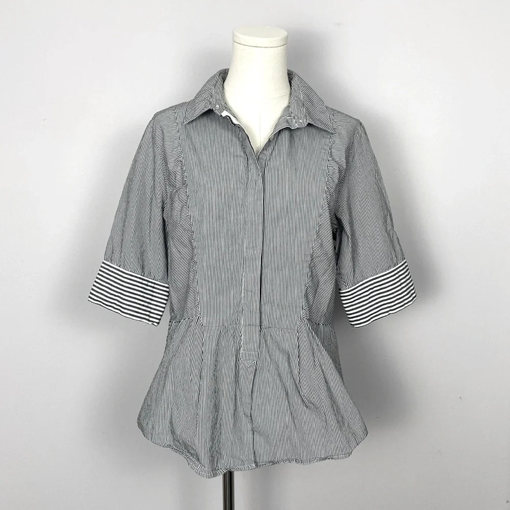 Derek Lam 10 Crosby striped peplum top size 12